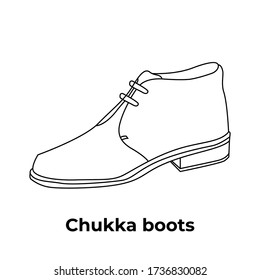 Chukka boots, Vector illustration of hand drawn graphic Footwear, shoes. drawing Design isolated object.