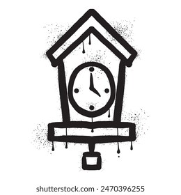  Chukoo clock with black spray paint graffiti