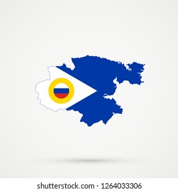 Chukotka Autonomous Okrug map in Chukotka Autonomous Okrug flag colors, editable vector.