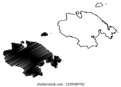 Chukotka Autonomous Okrug (Russia, Subjects of the Russian Federation, Autonomous okrug ) map vector illustration, scribble sketch Chukotka Autonomous Okrug map
