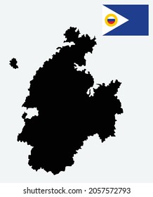 Chukotka people republic map and flag vector illustration. Russian federation republic territory. Land part of Far Eastern Federal District Russia.