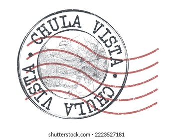 Chula Vista, CA, USA Stamp Map Postal. Silhouette Seal Roads and Streets. Passport Round Design. Vector Icon. Design Retro Travel National Symbol.