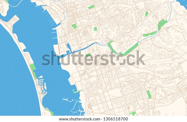 Chula Vista California Printable Map Excerpt Stock Vector (Royalty Free ...