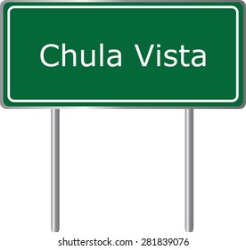 Chula Vista , California, road sign green vector illustration, road table, USA city