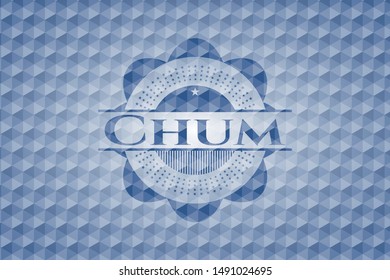 Chum blue hexagon emblem. Vector Illustration. Detailed.