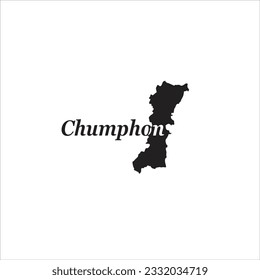 Chumphon map and black lettering design on white background