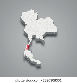 Chumphon province location Thailand 3d isometric map