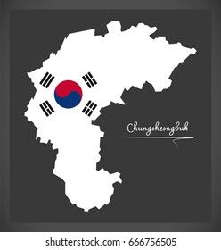 Chungcheongbuk map with South Korean national flag illustration