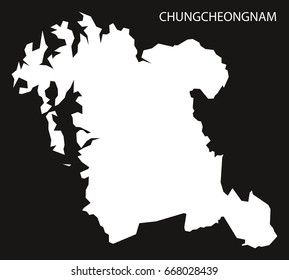 Chungcheongnam South Korea map black inverted silhouette illustration