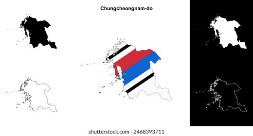 Chungcheongnam-do province outline map set