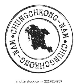 Chungcheongnam-do, South Korea Silhouette Postal Passport. Stamp Round Vector Icon Map. Design Travel Postmark. 