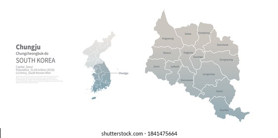 Chungju map. City map Vector of South Korea.