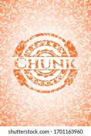 Chunk abstract emblem, orange mosaic background