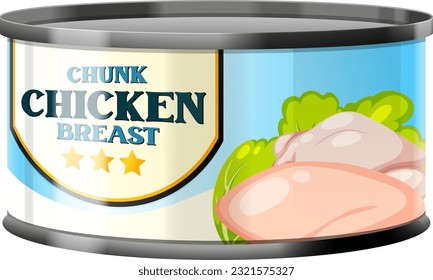 Chunk Chicken Breast Food Can Vector illustration