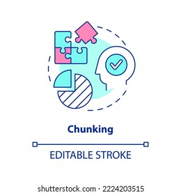 Chunking memorization technique concept icon. Grouping information. Short-term memory abstract idea thin line illustration. Isolated outline drawing. Editable stroke. Arial, Myriad Pro-Bold fonts used