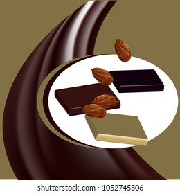 
Chunks of chocolate with almonds.