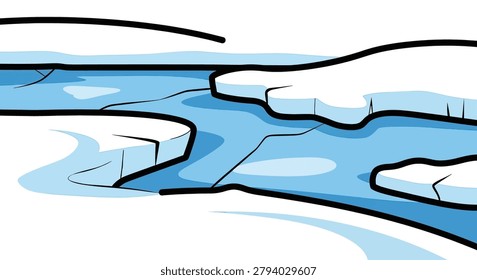 Chunks of ice floating on water