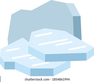 Chunks of ice isolated on a white background. Natural ice fragments. Flat infographics. Vector illustration.
