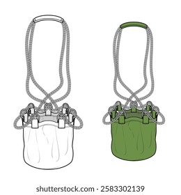 Chunky chain bucket bag vector design mockup template technical flat drawing.