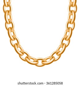 Chunky chain golden metallic necklace or bracelet. Personal fashion accessory design. Vector brush included.