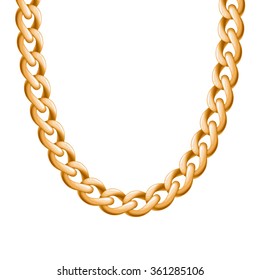 Chunky chain golden metallic necklace or bracelet. Personal fashion accessory design. Vector brush included.