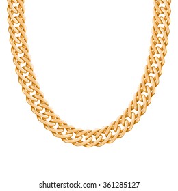 Chunky chain golden metallic necklace or bracelet. Personal fashion accessory design. Vector brush included.