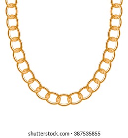 Chunky chain golden metallic necklace or bracelet. Personal fashion accessory design. Vector brush included.