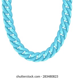 Chunky chain plastic turquoise necklace or bracelet. Personal fashion accessory design.