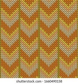 Chunky downward arrow lines knitted texture geometric vector seamless. Plaid stockinet ornament. Nordic style seamless knitted pattern. Fabric canvas illustration.