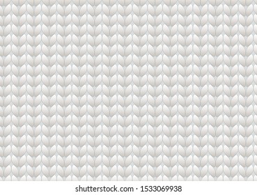 Chunky Knit Seamless Vector Pattern. White Yarn Knitted Sweater Texture. Light Gray Cozy Boho Style Knitting Background. Winter Holiday or Christmas Backdrop. Pattern Tile Swatch Included.