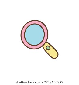 Chunky magnifying glass with a thick circular rim and a pill shaped handle