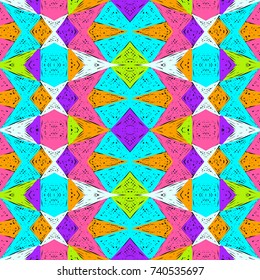 Chunky pattern. Geometric retro style. Simple trendy ornament. Fabric print. Clothes or interior design. Fashion texture. Maze abstract textile. Vector seamless pattern.