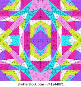 Chunky pattern. Geometric retro style. Simple trendy ornament. Fabric print. Clothes or interior design. Fashion texture. Maze abstract textile. Vector seamless pattern.