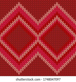 Chunky rhombus argyle knitted texture geometric vector seamless. Jumper knitwear structure imitation. Traditional seamless knitted pattern. Repeatable background.