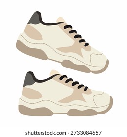 Chunky sneakers in flat vector style for modern casual fashion. Ideal for trendy outfits, lifestyle graphics, and footwear collections.