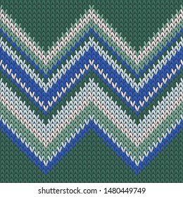 Chunky zig zal lines knit texture geometric seamless pattern. Blanket knit effect ornament. Norwegian style seamless knitted pattern. Handicraft backdrop.