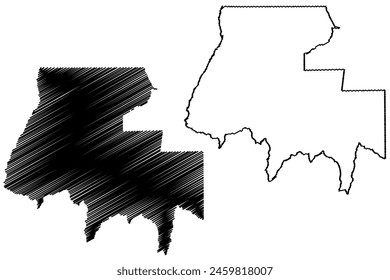 Chupinguaia municipio (Estado de Rondonia o Rondonia, RO, Municipios de Brasil, República Federativa de Brasil) mapa Ilustración vectorial, dibujo garabato Chupinguaia mapa