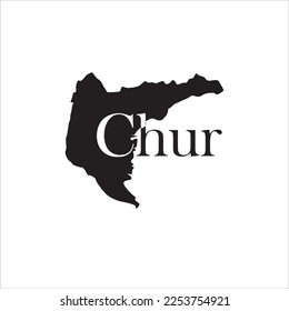 Chur map and black lettering design on white background