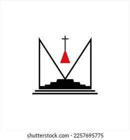 Church altar illustration design with letter M and A concept.