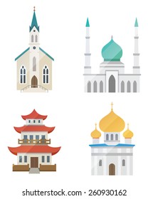 Church architecture vector set on white background