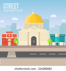 Church art icon. Church classic background. Church illustration concept. 