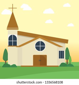 Church Baptist Building Conceptual Design Ilustration Vector
