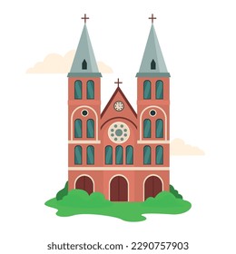 Church. Beautiful architecture. Vector graphics isolated.