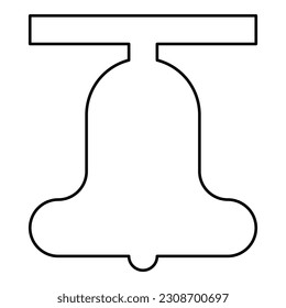 Church bell beam concept campanile belfry contour outline line icon black color vector illustration image thin flat style
