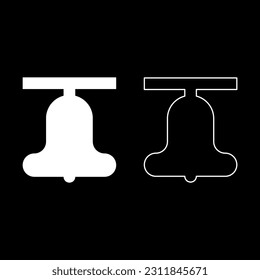 Church bell beam concept campanile belfry set icon white color vector illustration image solid fill outline contour line thin flat style