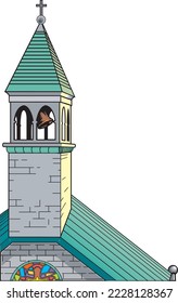 Church Bells and Steeple Vector Illustration