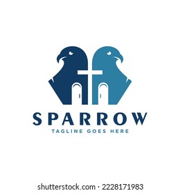 church bird illustration logo design