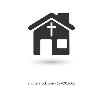 Church black silhouette vector sign on white background