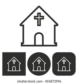 Church - black and white icons. Vector illustration.