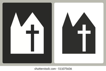 Church - black and white icons. Vector illustration.